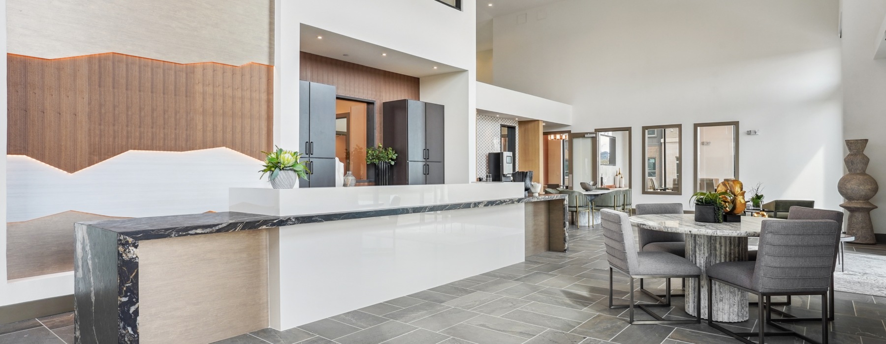 Lobby and coffee bar area with seating